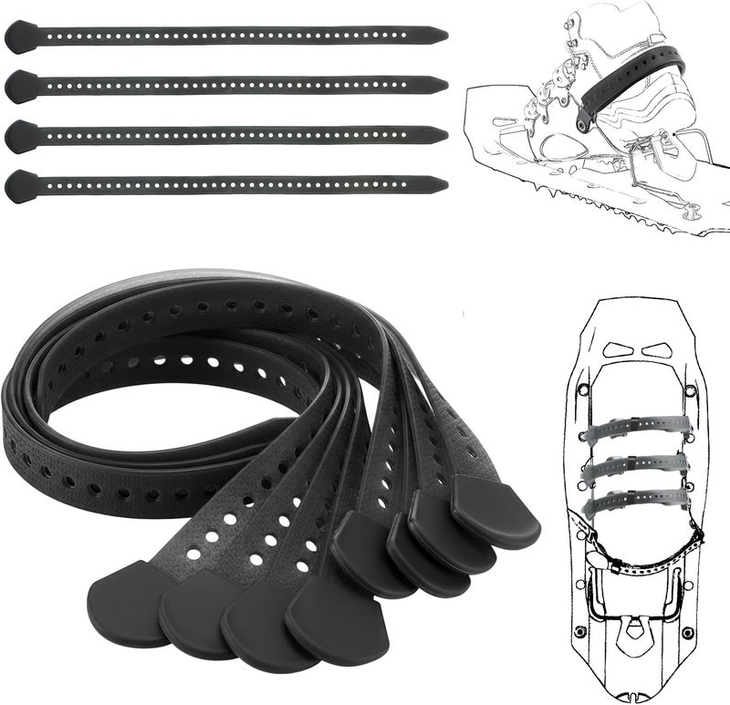 Vincreem 18" Classic Snowshoe Strap Kit Black Skiing Boot Wraps Ties Adjustable Snowshoes Replacement Straps for Skiing - Image 1